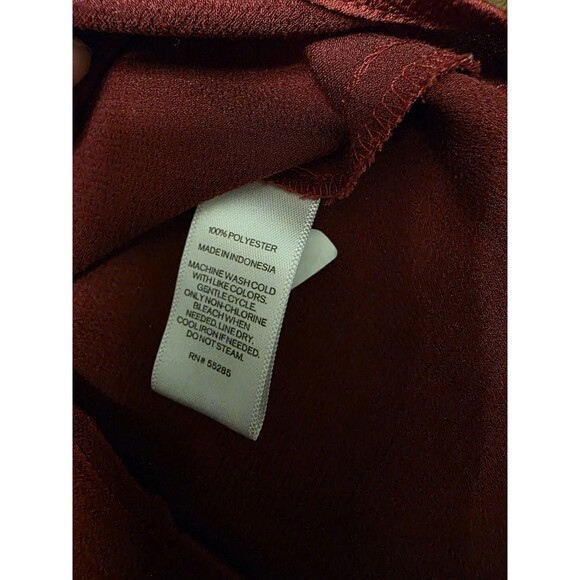 Express Portofino Blouse Button Down Roll Tab Long Sleeve Shirt M Career Red - Picture 5 of 8